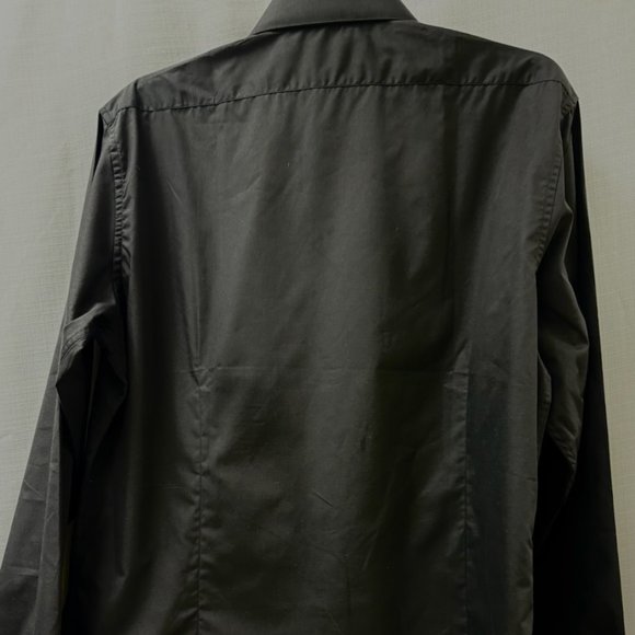 Moda Di Raza Black Button Down Long Sleeve Men's Dress Shirt 17 -1/2 , 36/37 - Picture 2 of 3